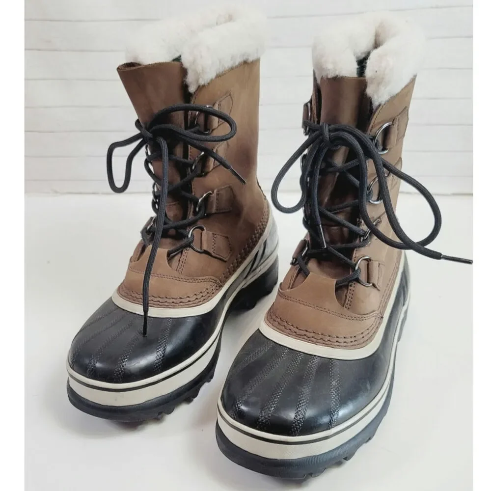 SOREL 1964 Pac Nylon Waterproof Snow Boots in Tabacco Black, sz 8.5